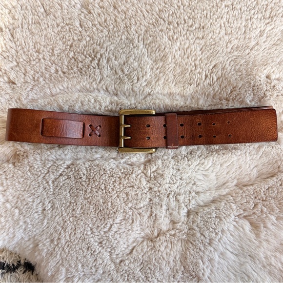 Ralph Lauren Accessories - Vintage Ralph Lauren Genuine Brown Leather Belt with Solid Brass Buckle S/M